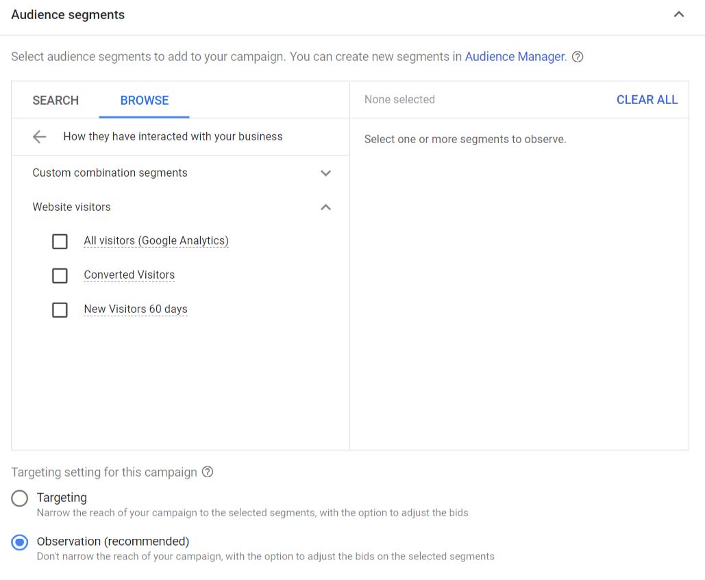 Selecting Audience Segment in a Campaign